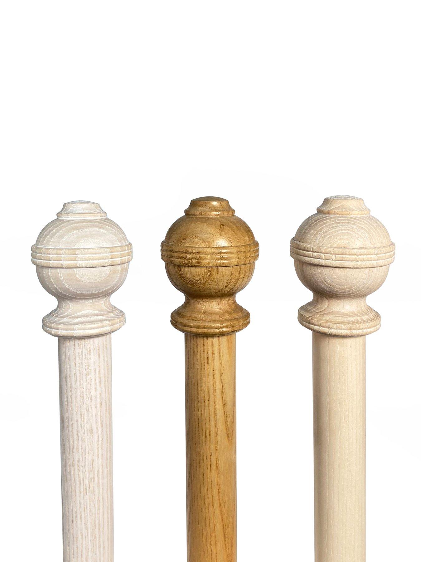 Image 2 of 7 of Very Home 33mm Ribbed Ball Wood Curtain Pole 300cm