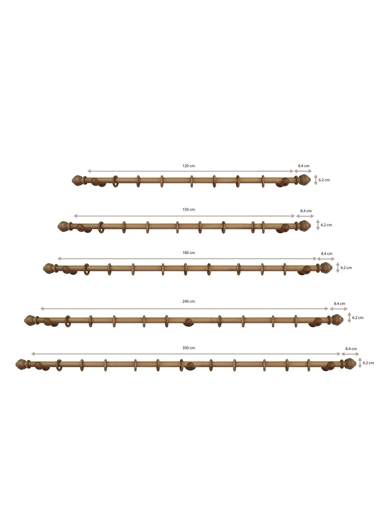 Image 5 of 7 of Very Home 33mm Ribbed Ball Wood Curtain Pole 300cm