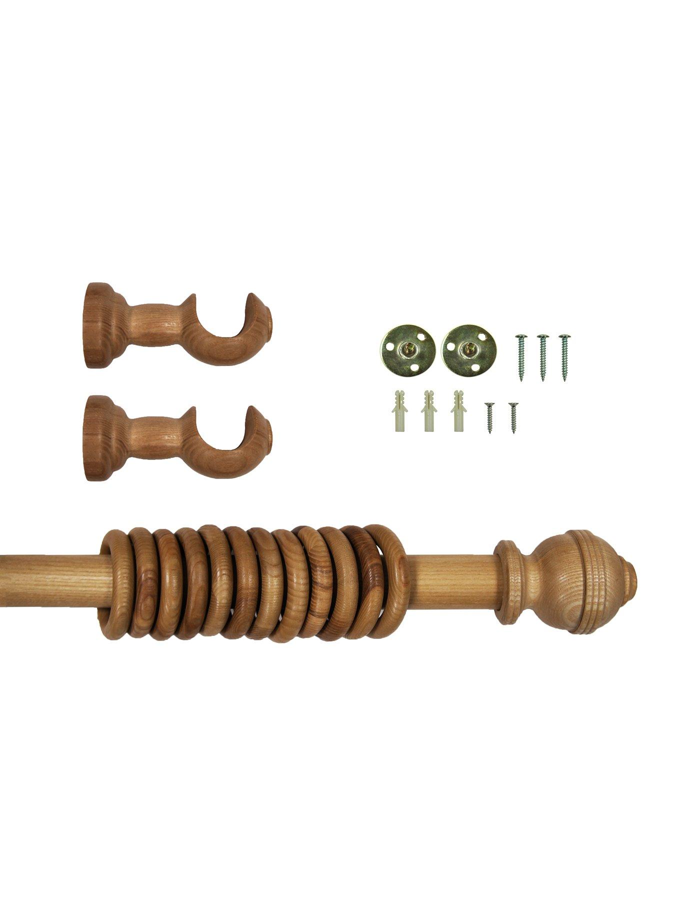 Image 6 of 7 of Very Home 33mm Ribbed Ball Wood Curtain Pole 300cm
