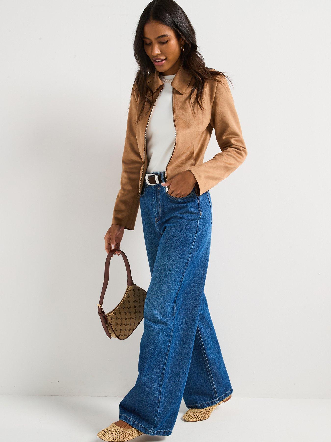 V by Very High Rise Slouchy Wide Leg Jeans - Dark Wash