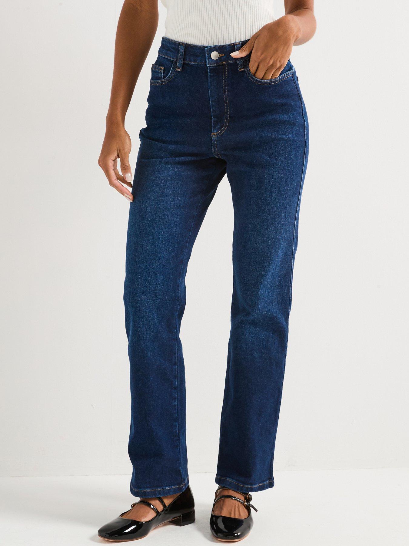 undefined High Rise Straight Jeans - Dark Wash