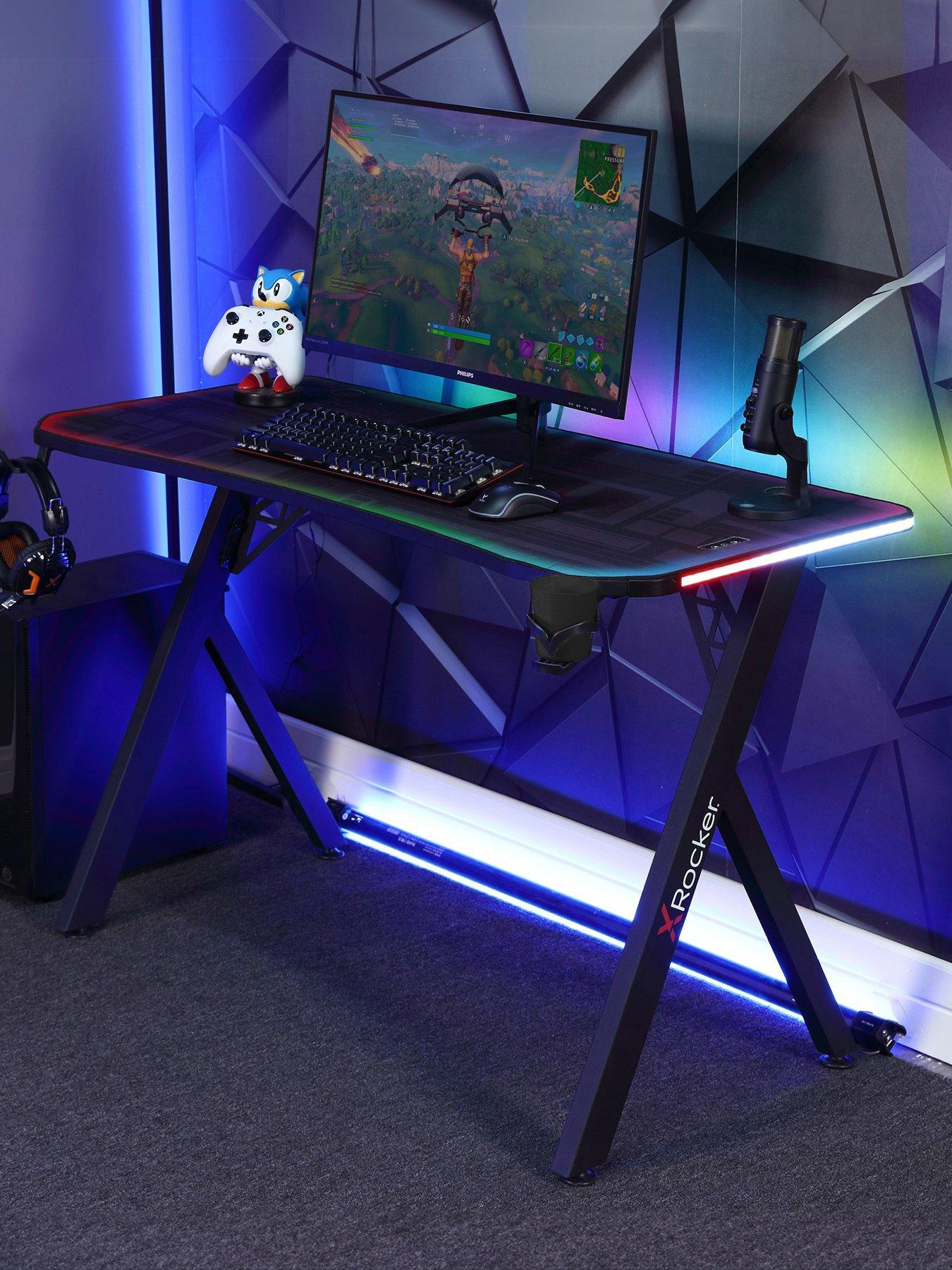 Image 1 of 7 of X Rocker Lumio Compact Gaming Desk with 3 Sided app-controlled LED Lighting
