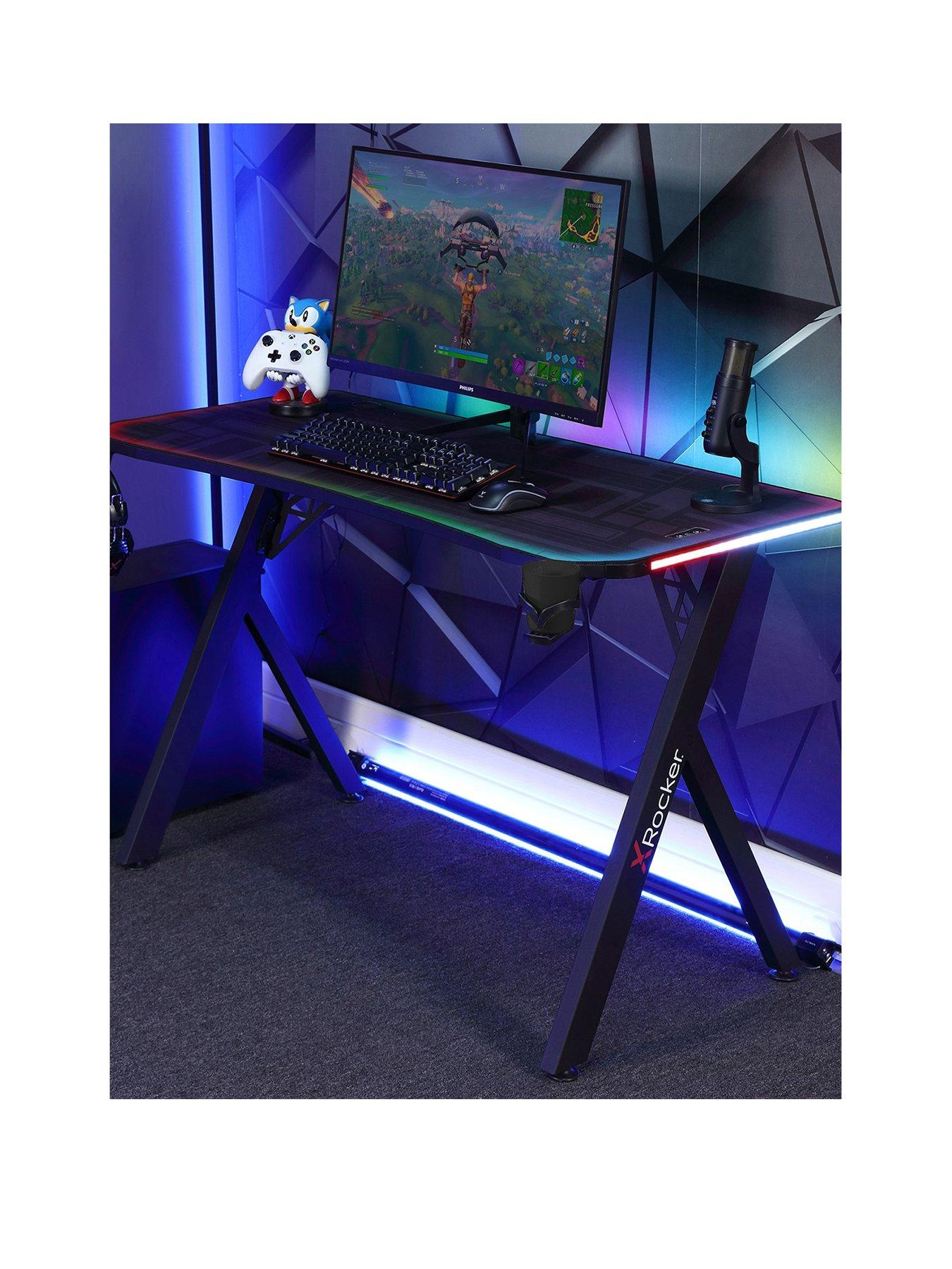 undefined Lumio Compact Gaming Desk with 3 Sided app-controlled LED Lighting