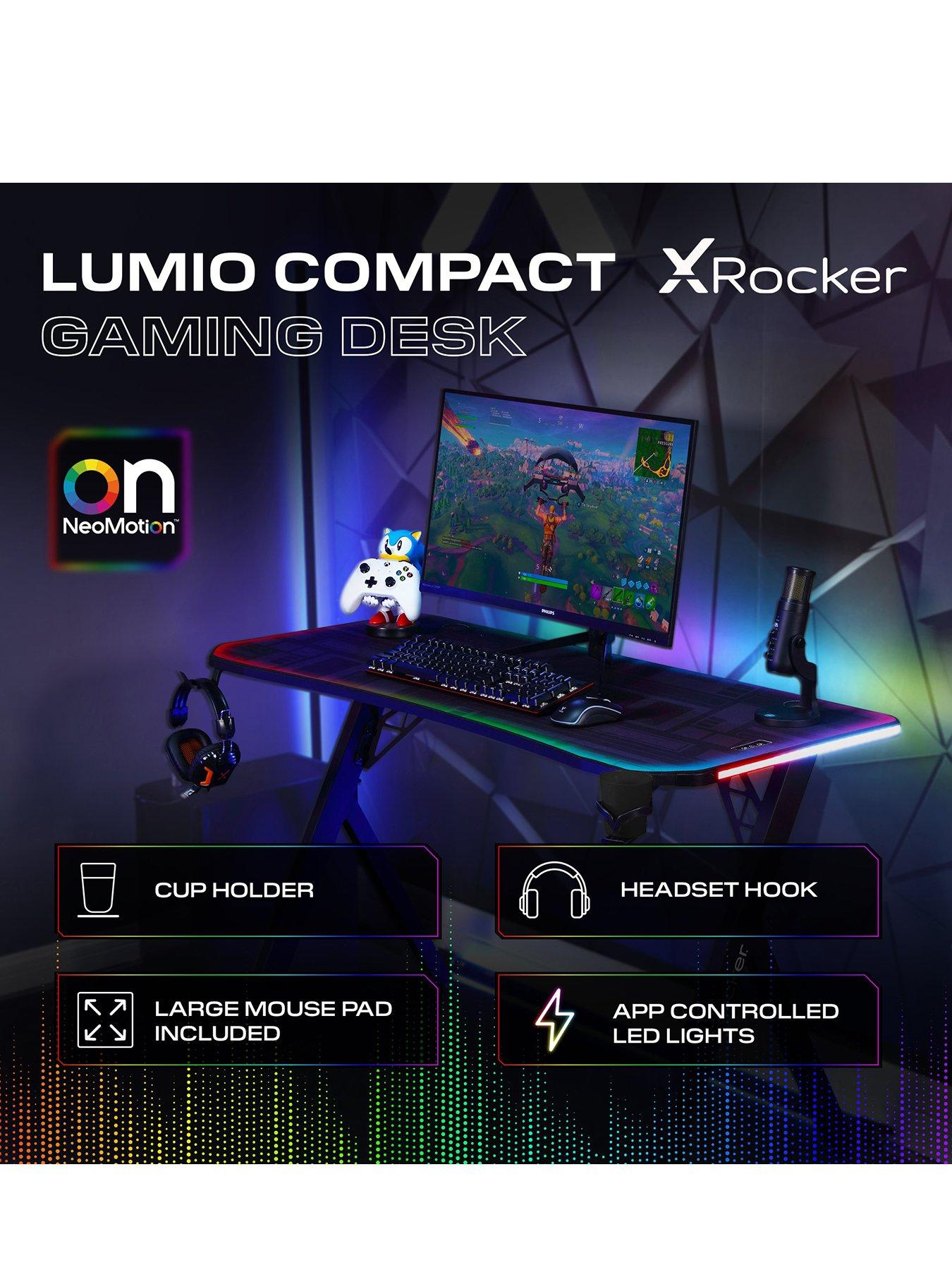 Image 2 of 7 of X Rocker Lumio Compact Gaming Desk with 3 Sided app-controlled LED Lighting