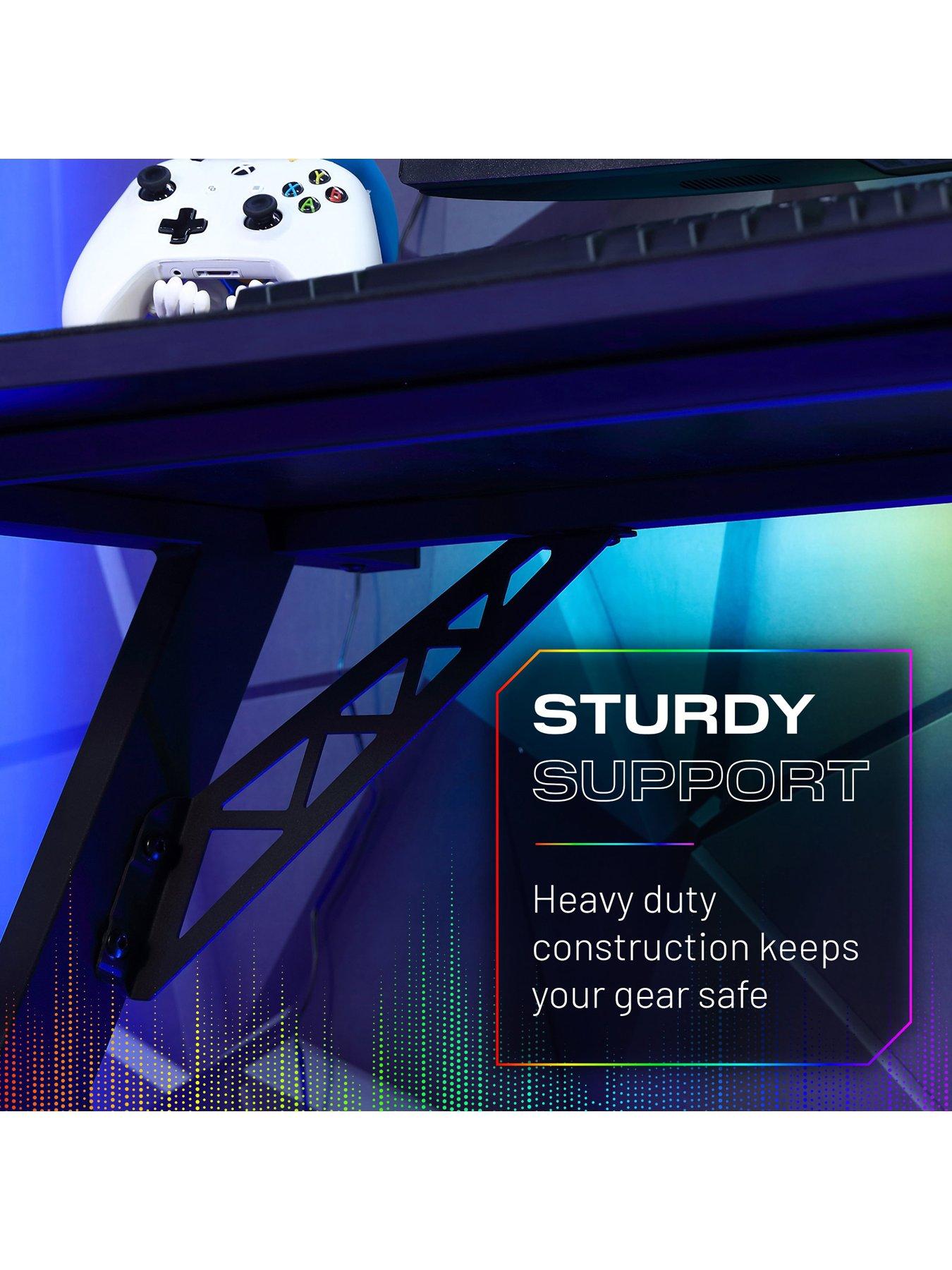 Image 3 of 7 of X Rocker Lumio Compact Gaming Desk with 3 Sided app-controlled LED Lighting