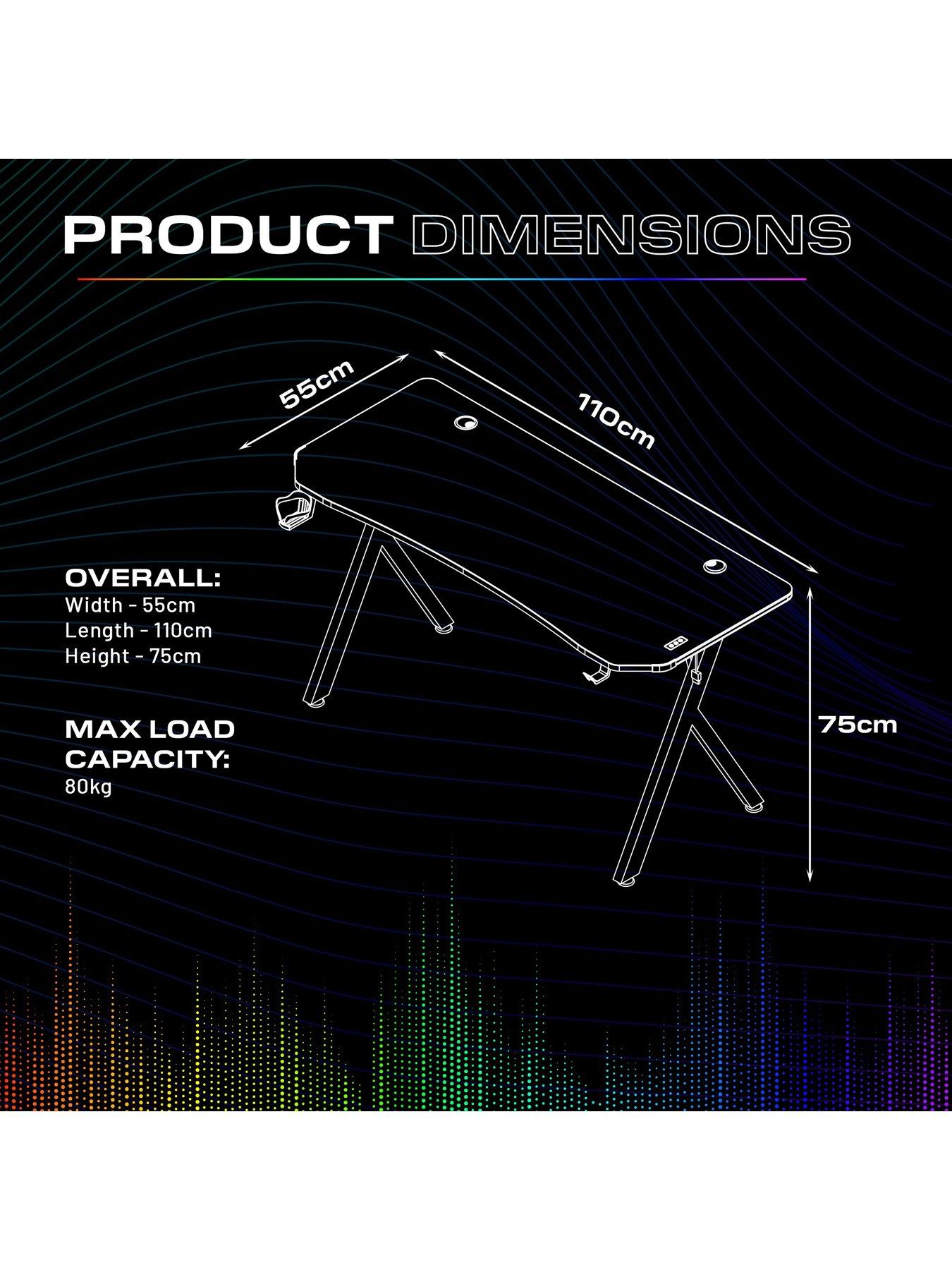 Image 7 of 7 of X Rocker Lumio Compact Gaming Desk with 3 Sided app-controlled LED Lighting