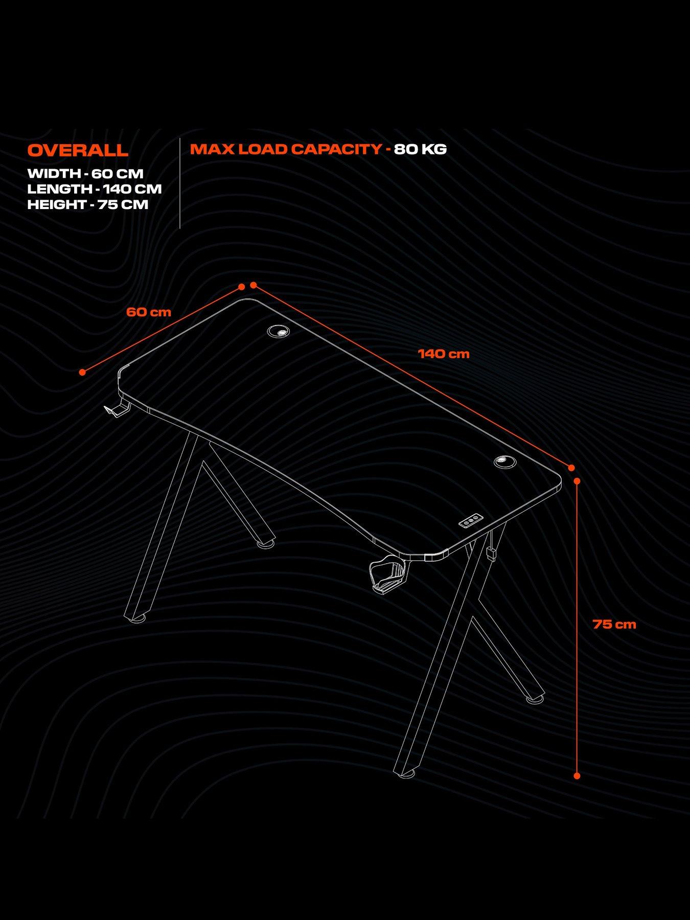 Image 6 of 6 of X Rocker Lumio XL Gaming Desk with 3 Sided app-controlled LED Lighting