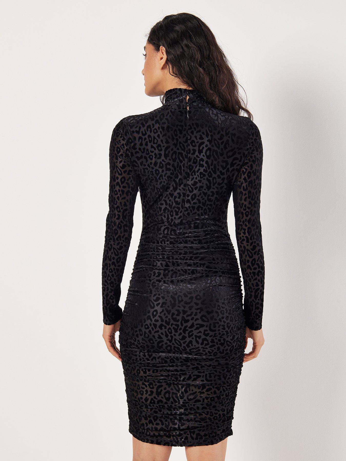 Image 2 of 4 of Apricot Animal Jacquard Ruched Bodycon Dress