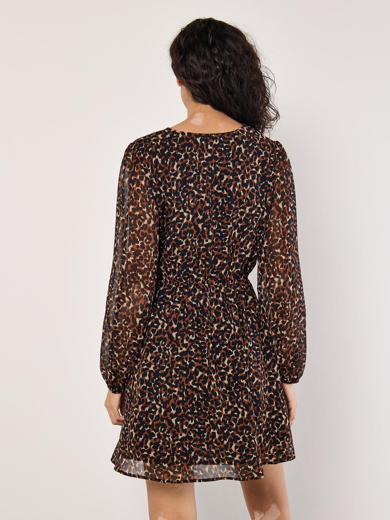 Apricot Chiffon Animal Faux Wrap Dress | Very
