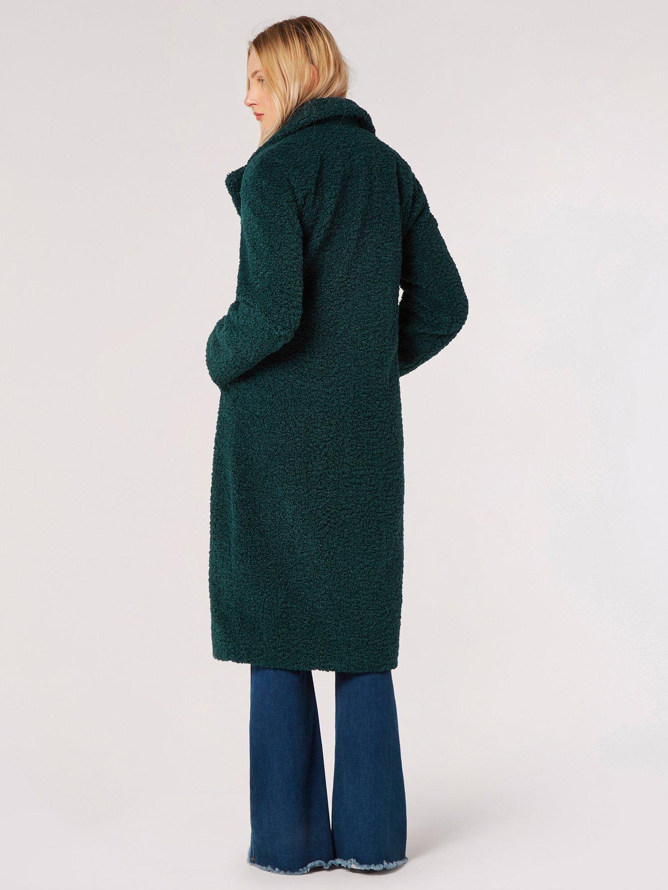 Image 2 of 5 of Apricot Long Single Breasted Borg Jacket