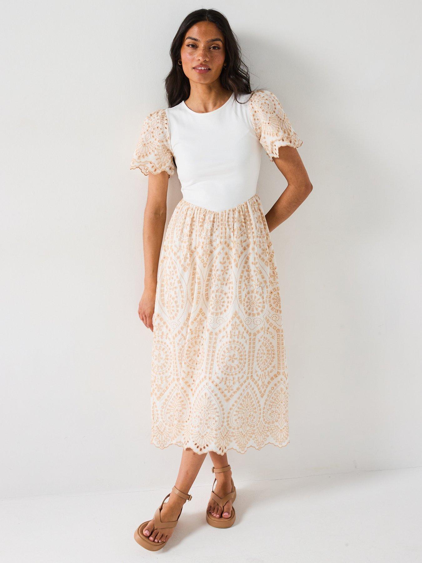 undefined Broderie Trim Dress