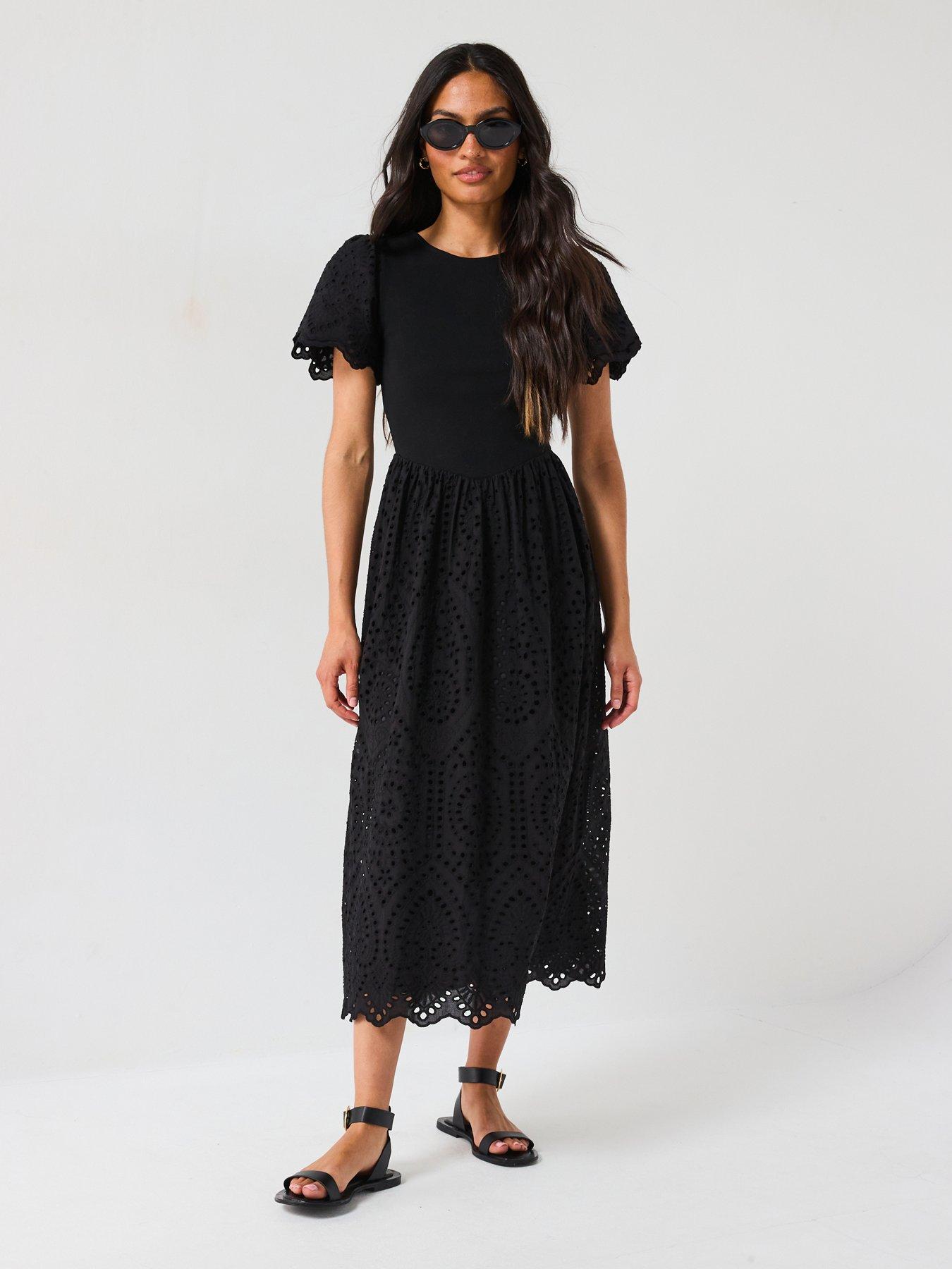 undefined Broderie Trim Dress