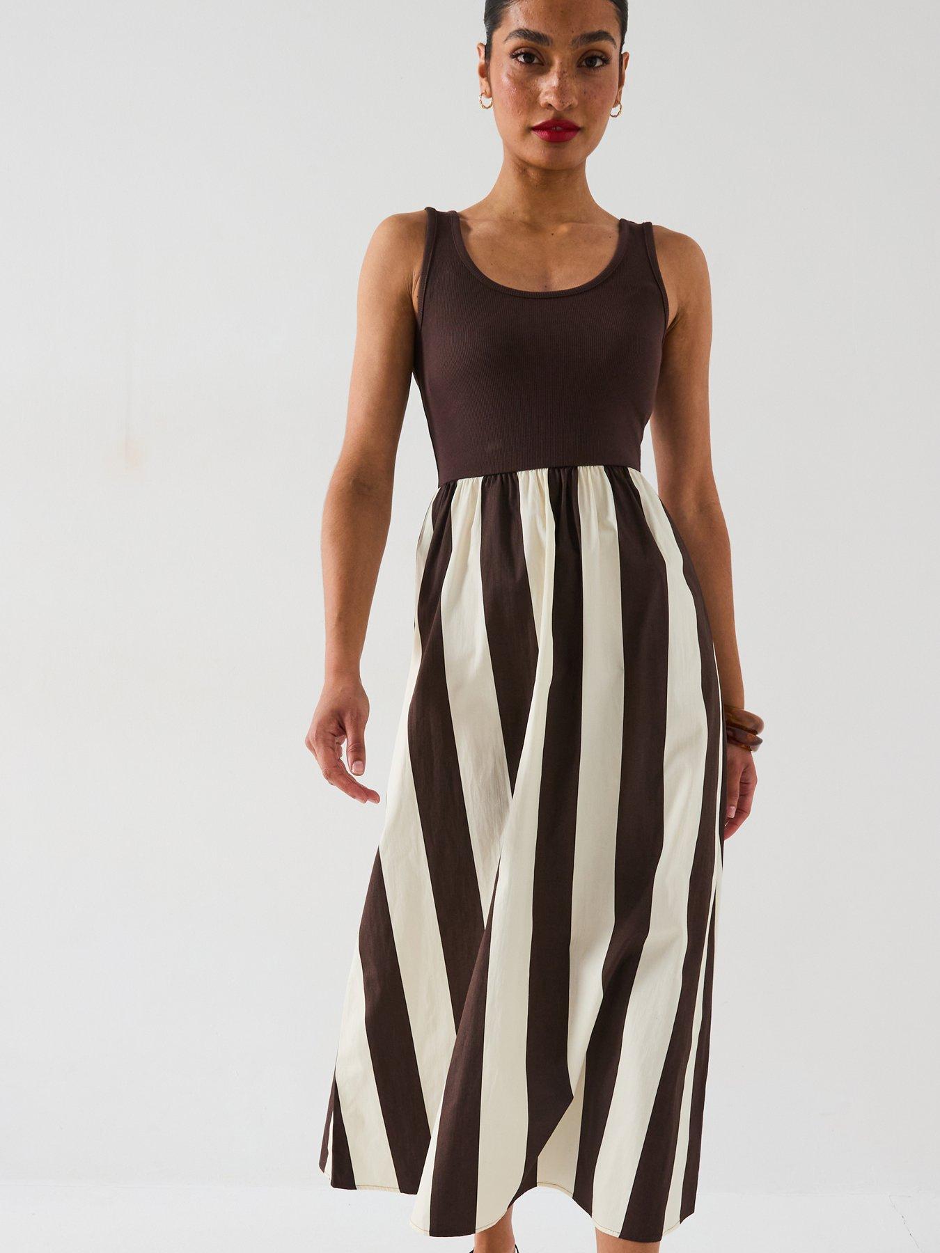 undefined Stripe Woven Mix Dress
