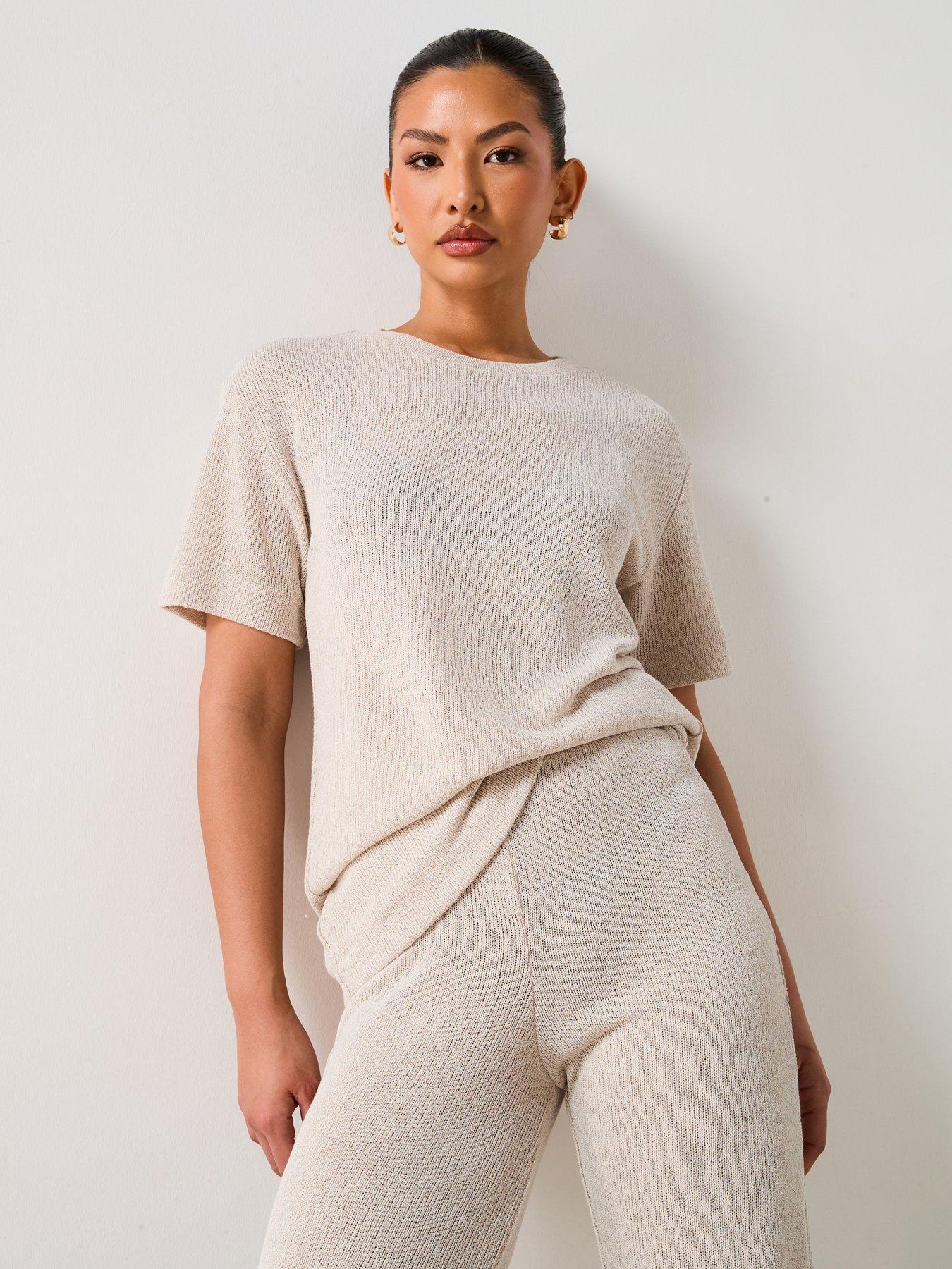 undefined Knit Oversize Co-Ord T-Shirt - Neutral