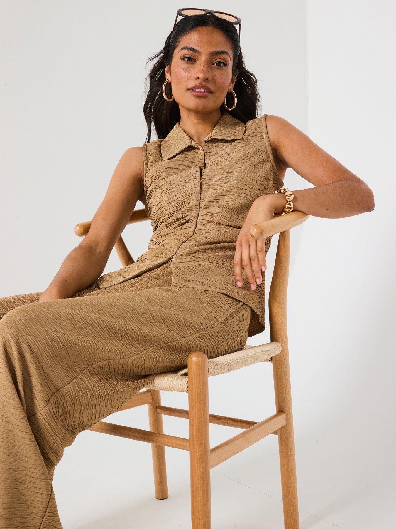 Image 6 of 6 of V by Very Textured Bottom Co-ord - Taupe