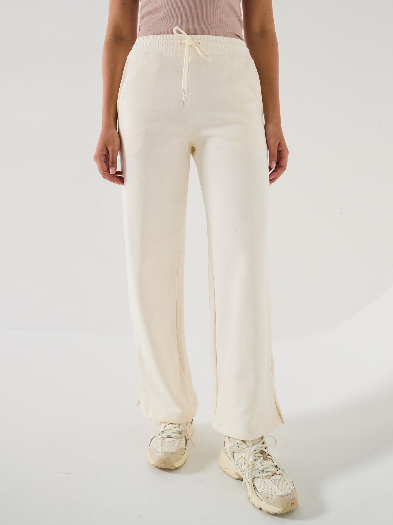undefined Athleisure Wide Leg Jogger - Ecru