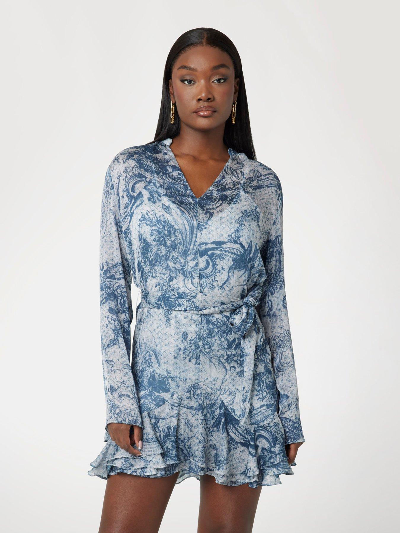 undefined Sibilla Long Sleeve Belt Dress - Blue