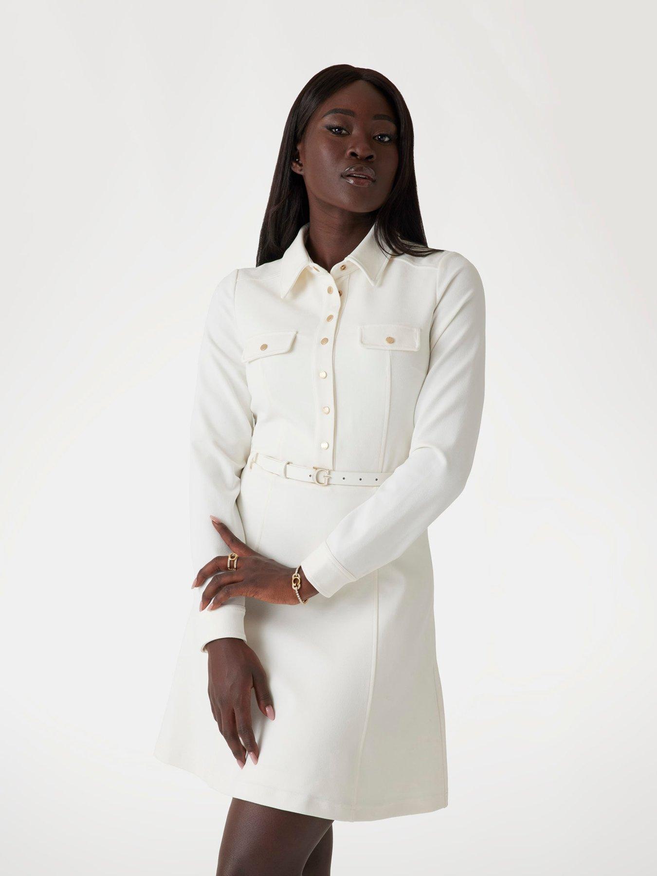 undefined Zama Long Sleeve Shirt Dress - White