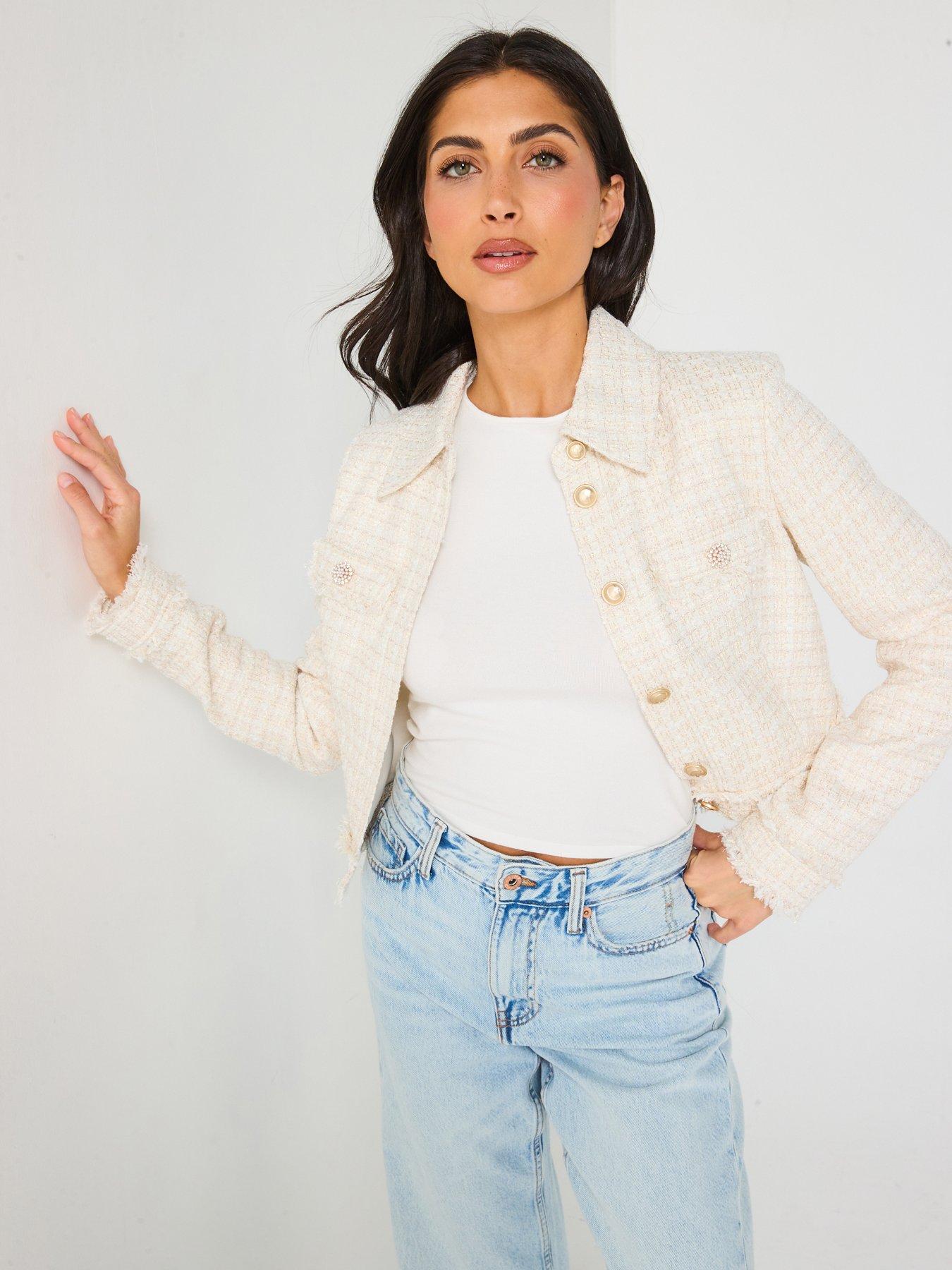 undefined Daphnee Cropped Jacket - Cream