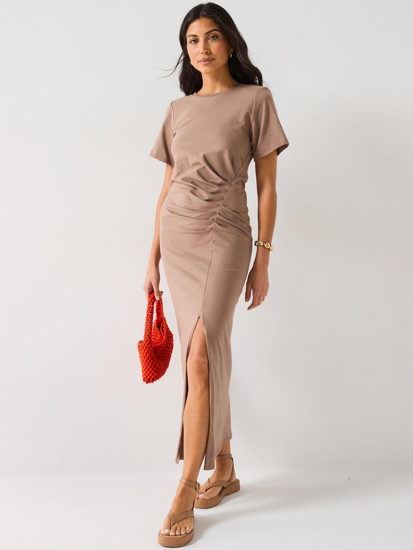 undefined Ruched Side Jersey Maxi Dress