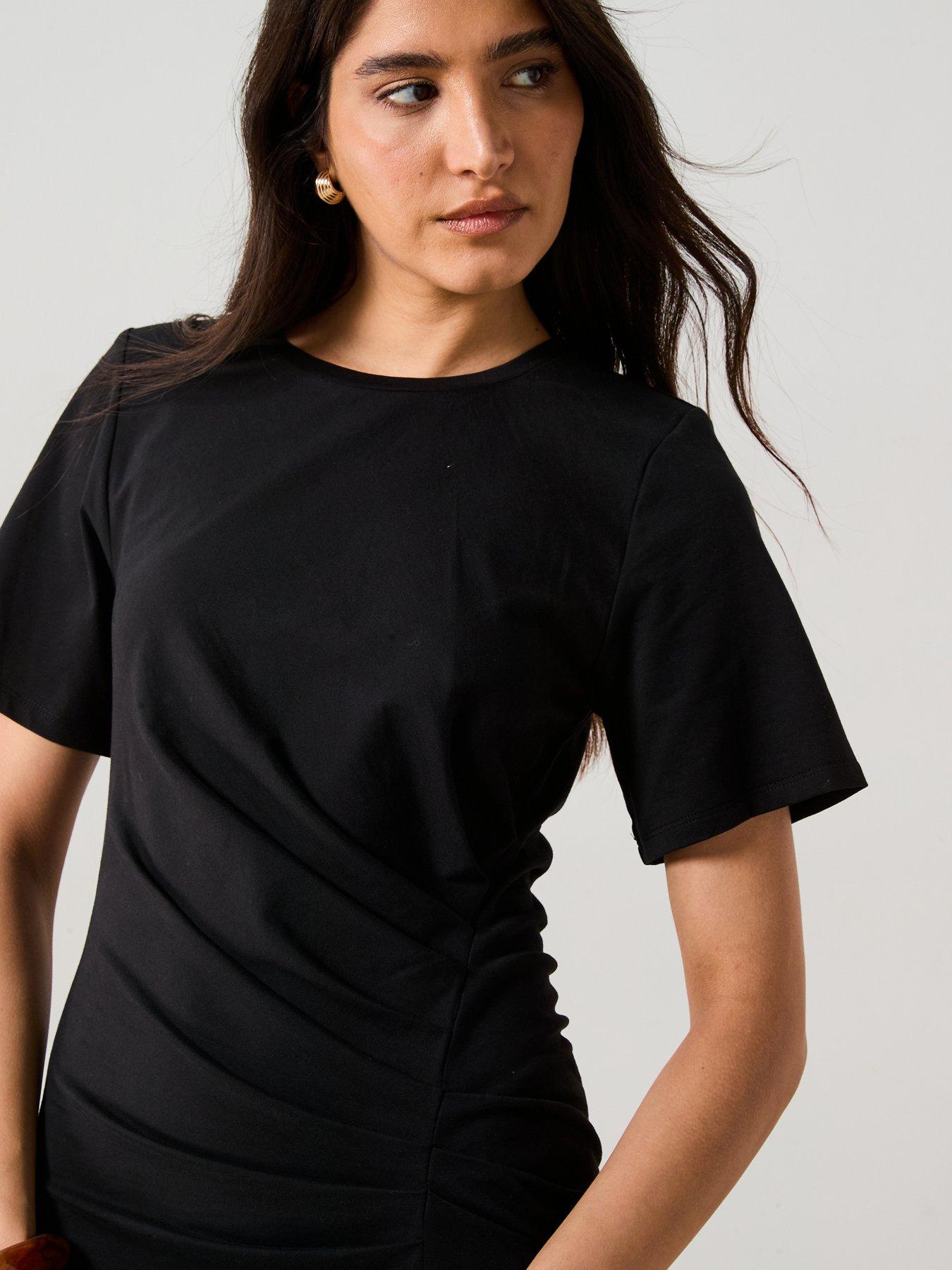 Image 6 of 6 of V by Very Ruched Side Jersey Midaxi Dress - Black
