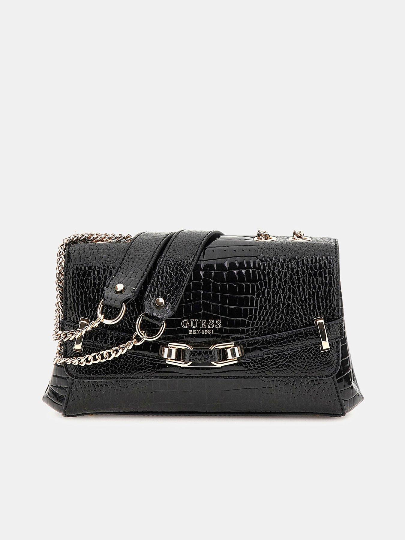 GUESS Silvye Schultertasche White – Wandelbare Crossbody Bag Mit Krokoleder-Optik, 26x14x6 Cm