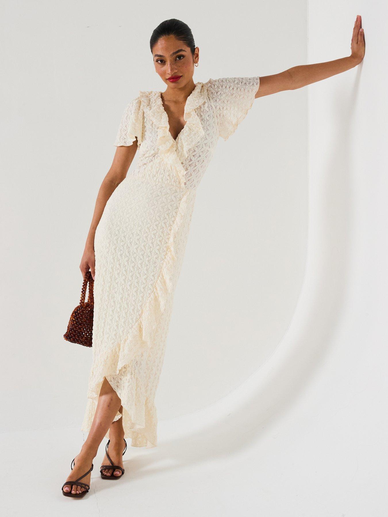 undefined All Over Lace Dress - Cream