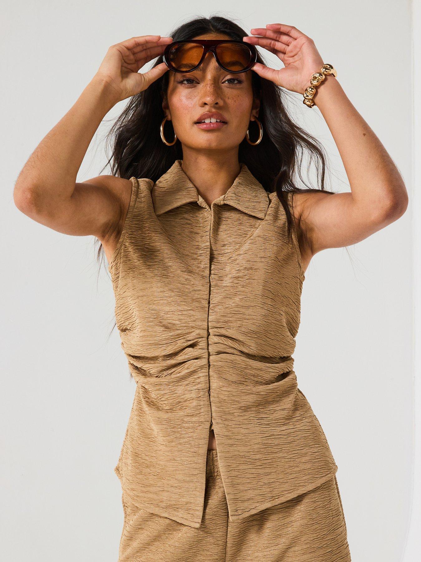 undefined Textured Waistcoat Top Co-ord