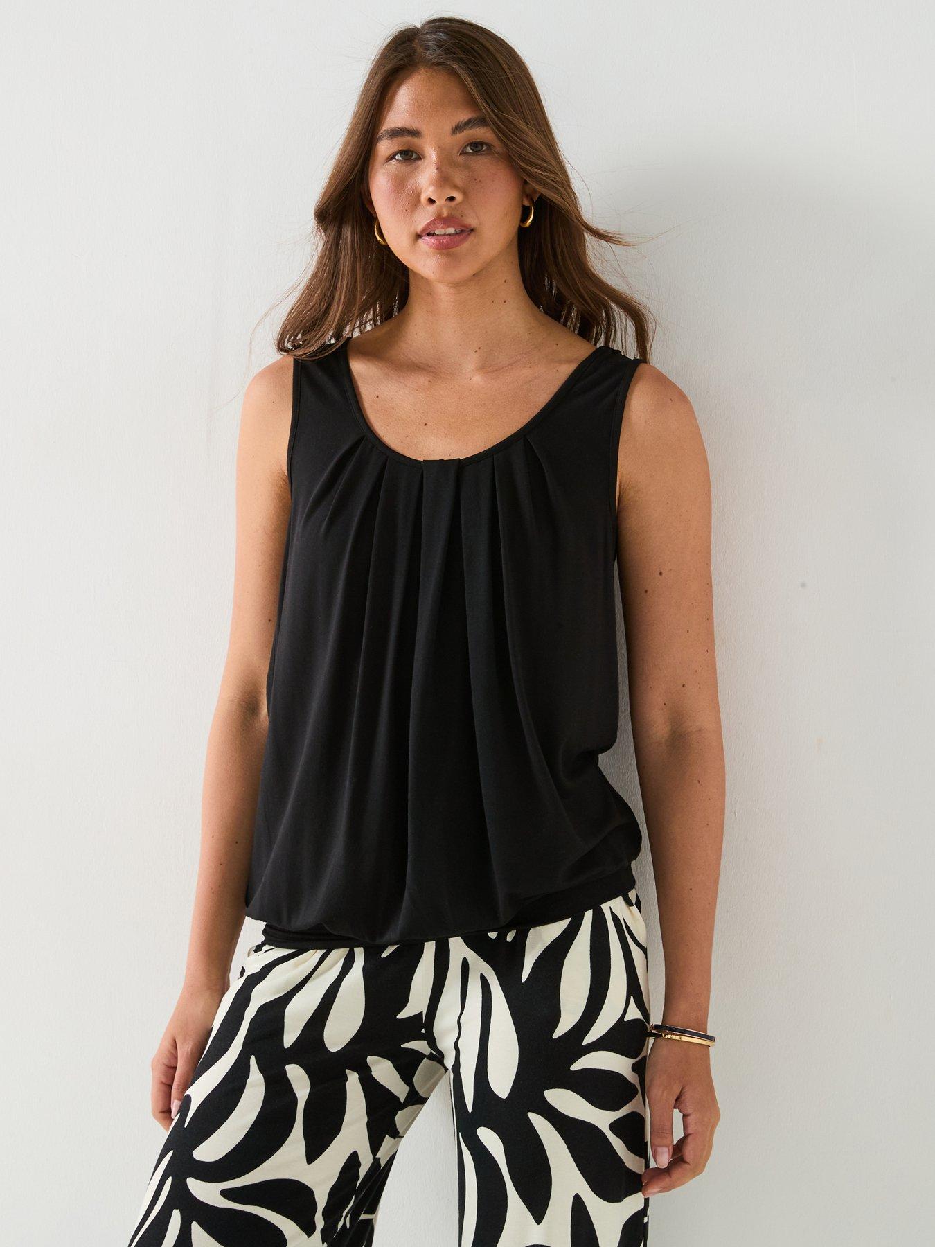 undefined Bubble Hem Vest Top - Black