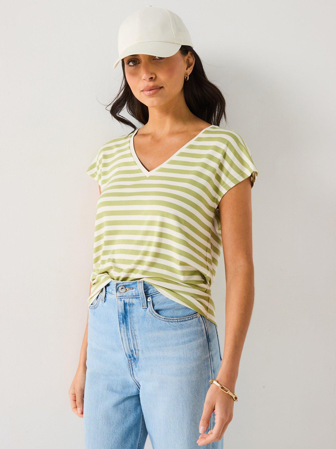 undefined The Essential V Neck T-shirt Stripe