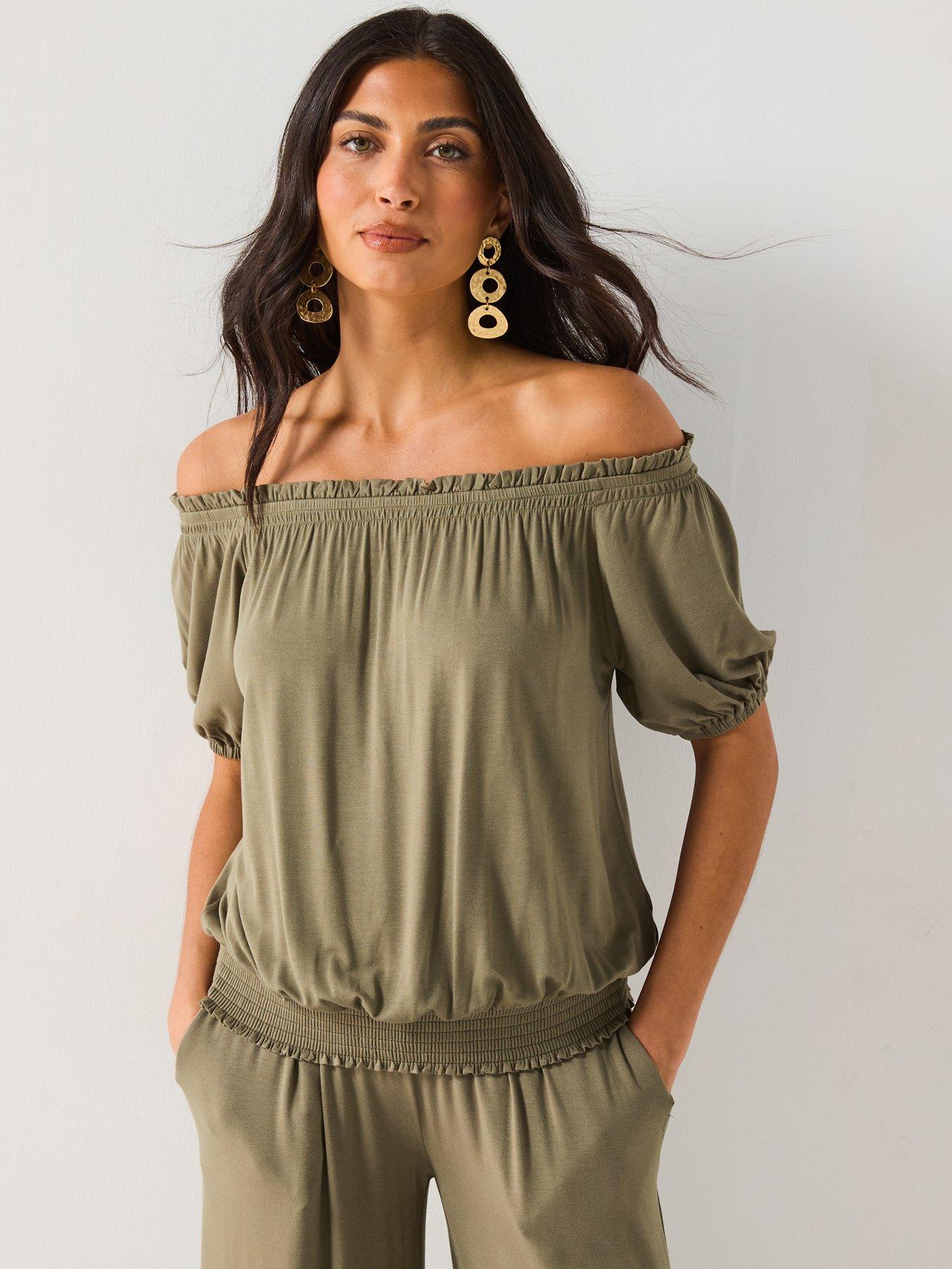 undefined Bardot Shirred Waist Top