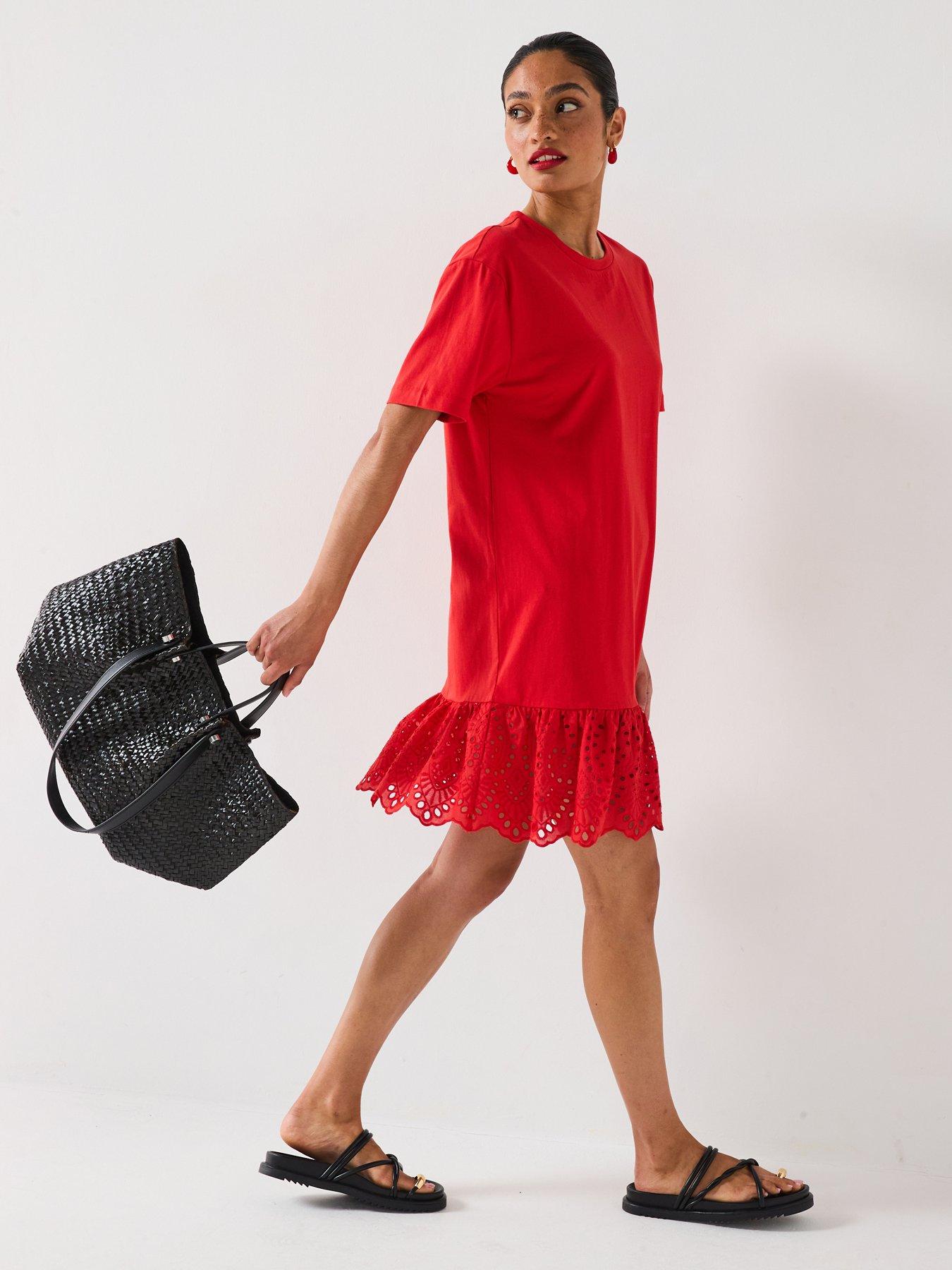 Image 1 of 6 of Everyday Broderie Hem Mini Dress