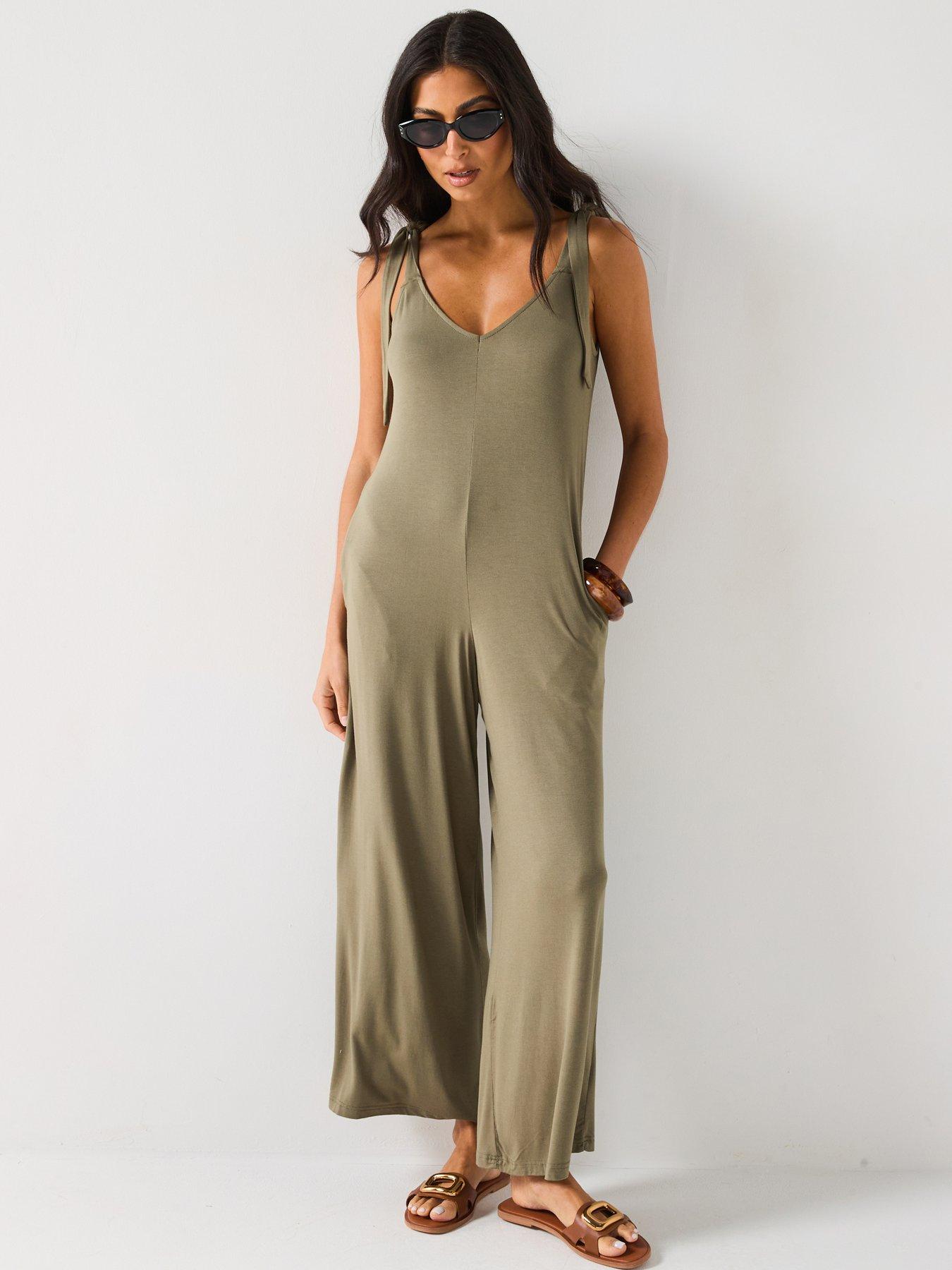 undefined Tie Shoulder Jumpsuit