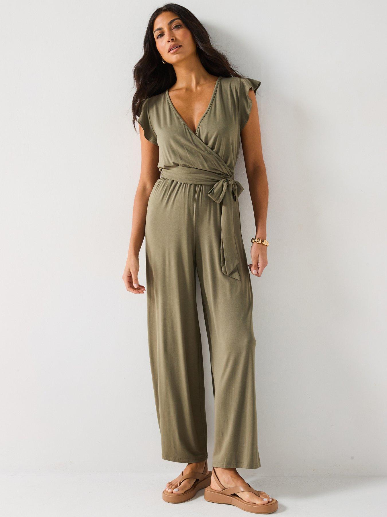 undefined Wrap Wide Leg Jumpsuit