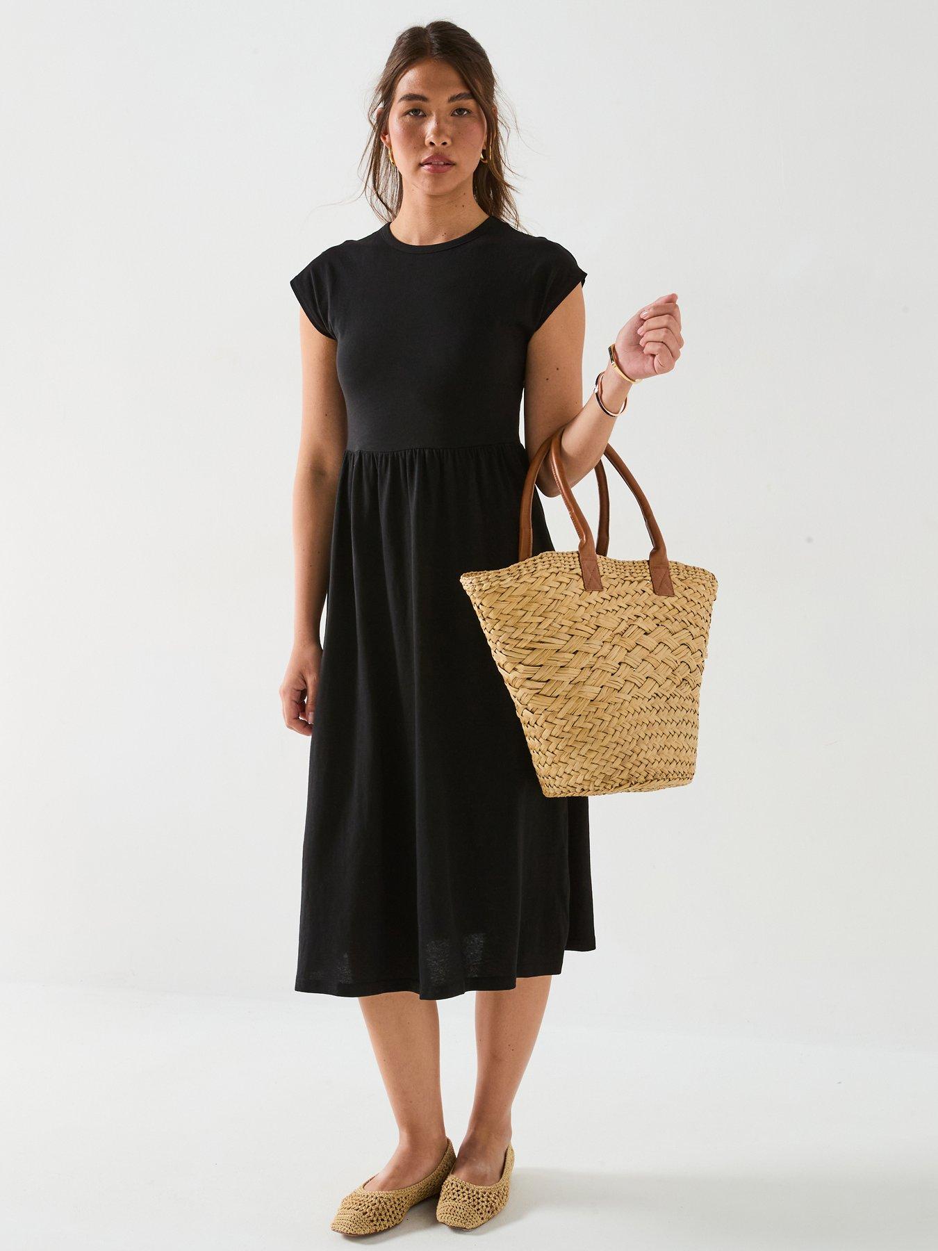 Image 1 of 6 of Everyday Jersey Midi Dress - Black