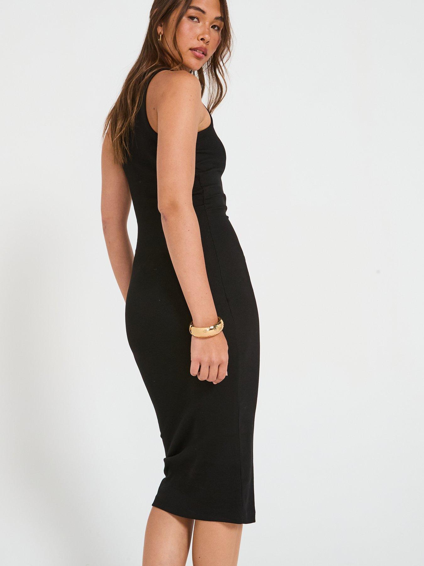 Image 6 of 6 of Everyday Rib Midaxi Dress - Black