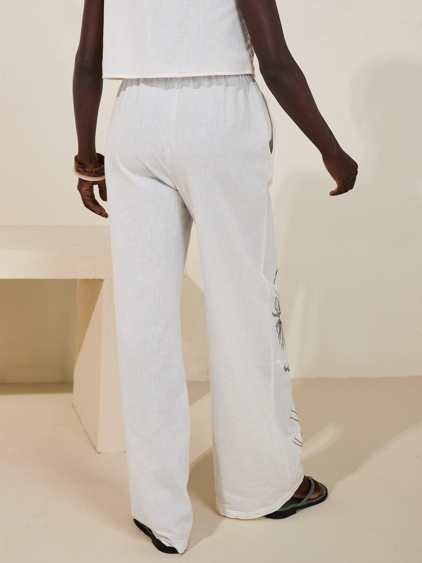 Image 2 of 5 of V by Very Embroidered Wide Leg Trouser Co-Ord - White