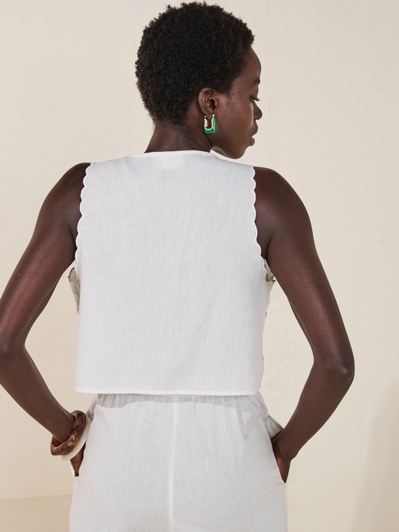 stillFront image of v-by-very-embroidered-tie-front-co-ord-white
