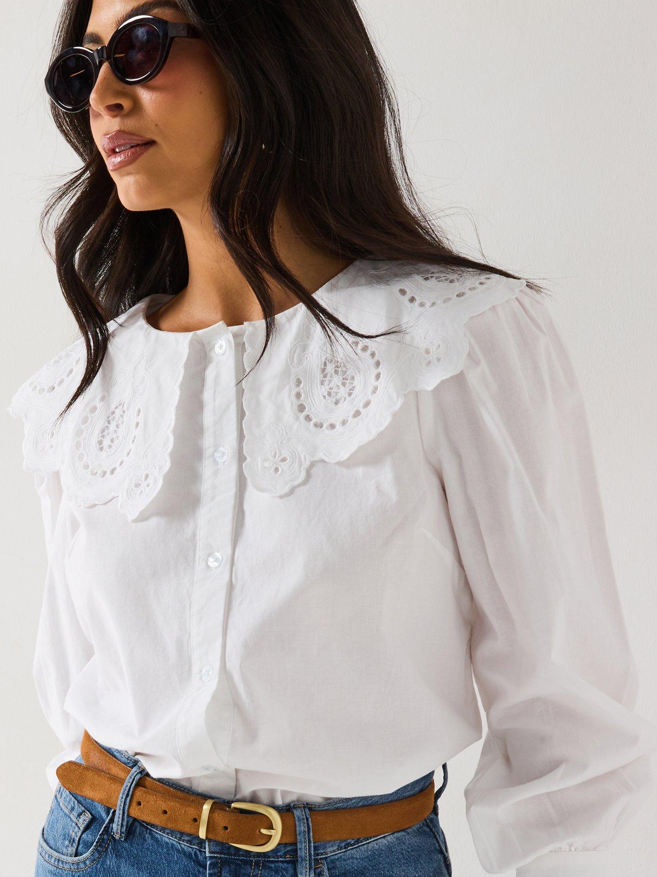 undefined Broderie Collar Blouse