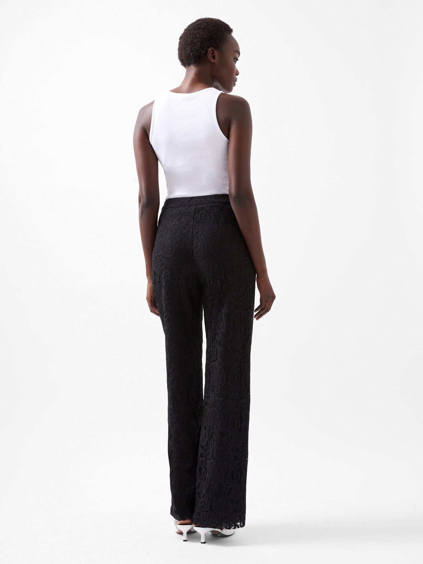 Image 2 of 6 of French Connection Lace Flared Trousers - Black