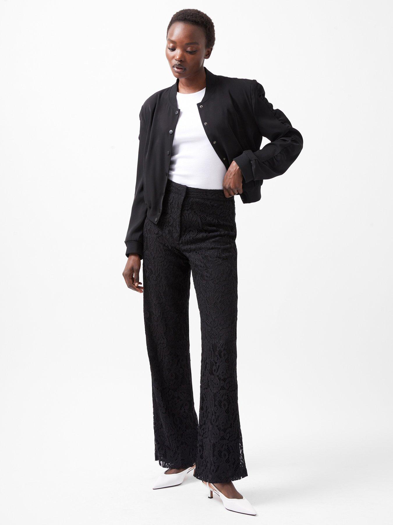 Image 3 of 6 of French Connection Lace Flared Trousers - Black
