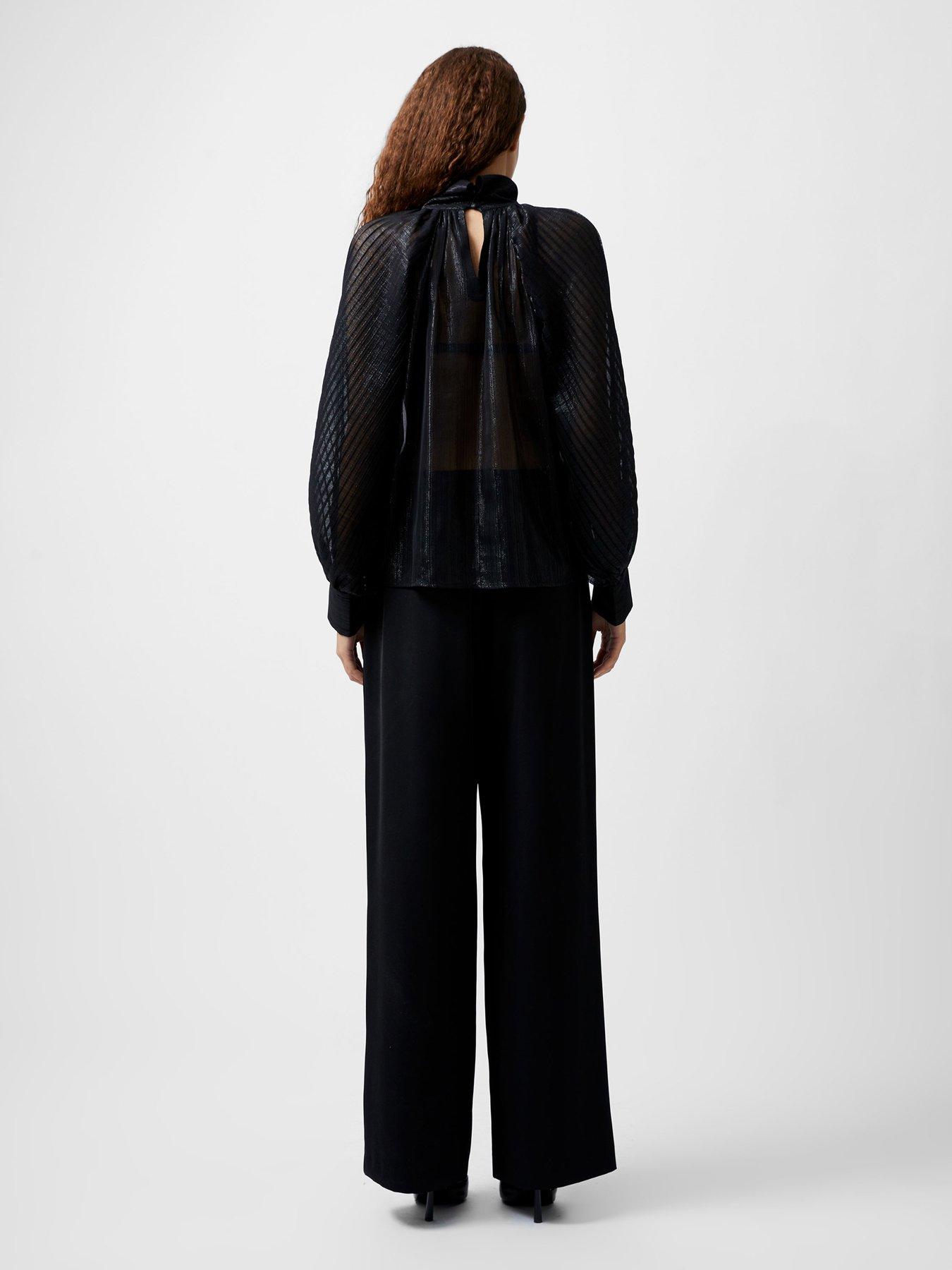 Image 2 of 5 of French Connection Metallic Lurex Keyhole Top - Black
