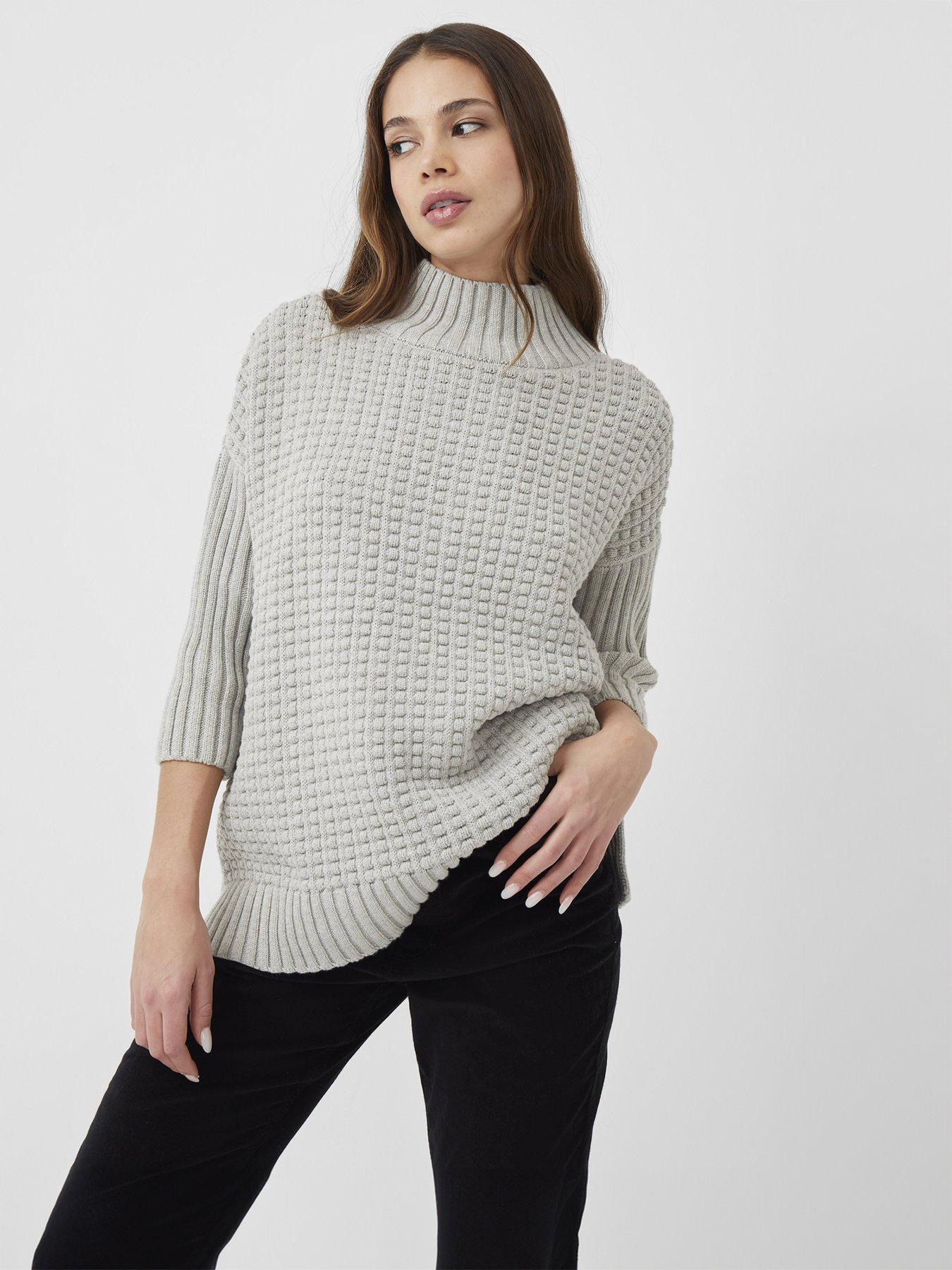 undefined Ribbed Knit Oversized Jumper - Grey