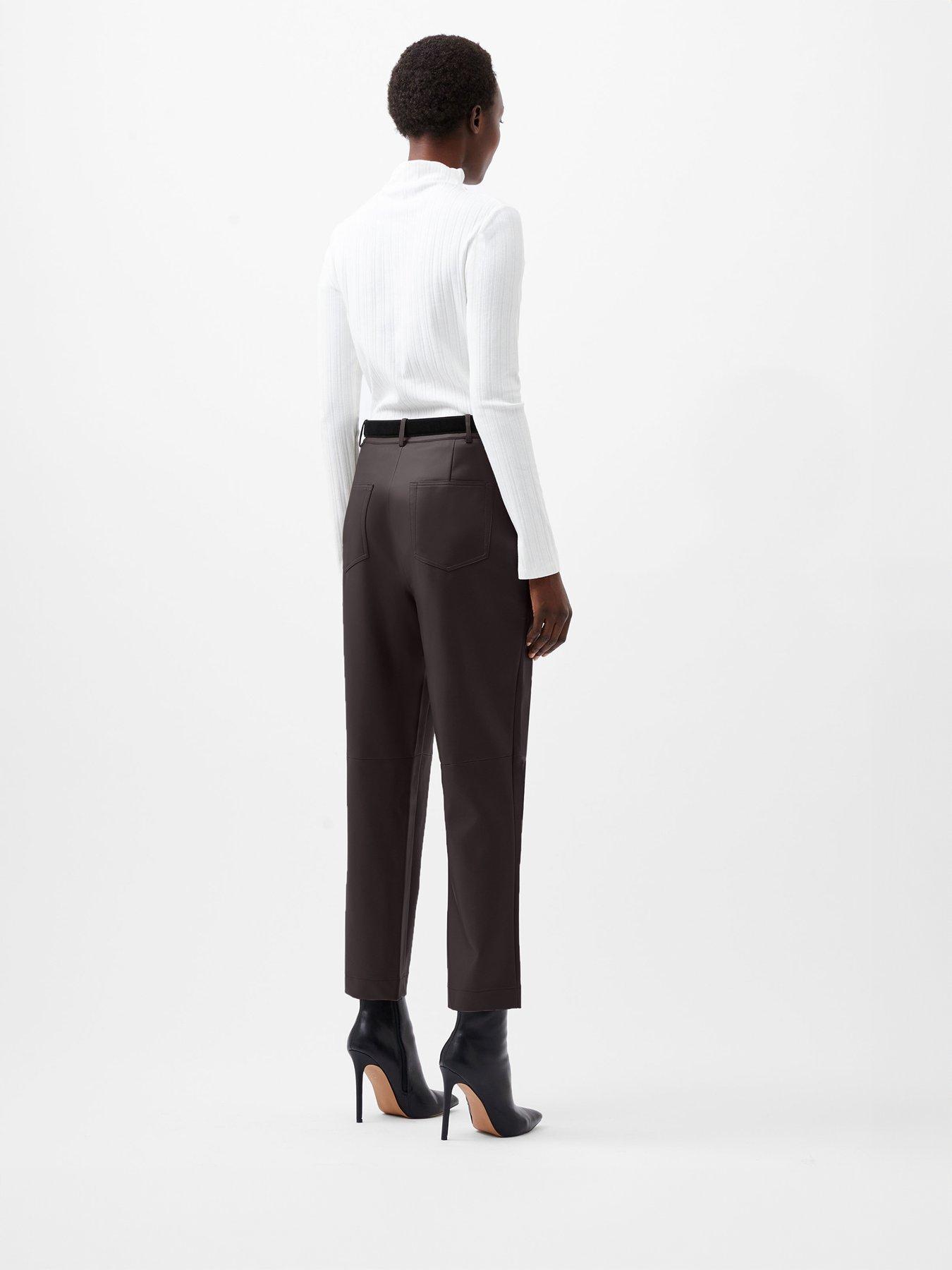 Image 2 of 4 of French Connection Pu Tapered Trousers - Brown
