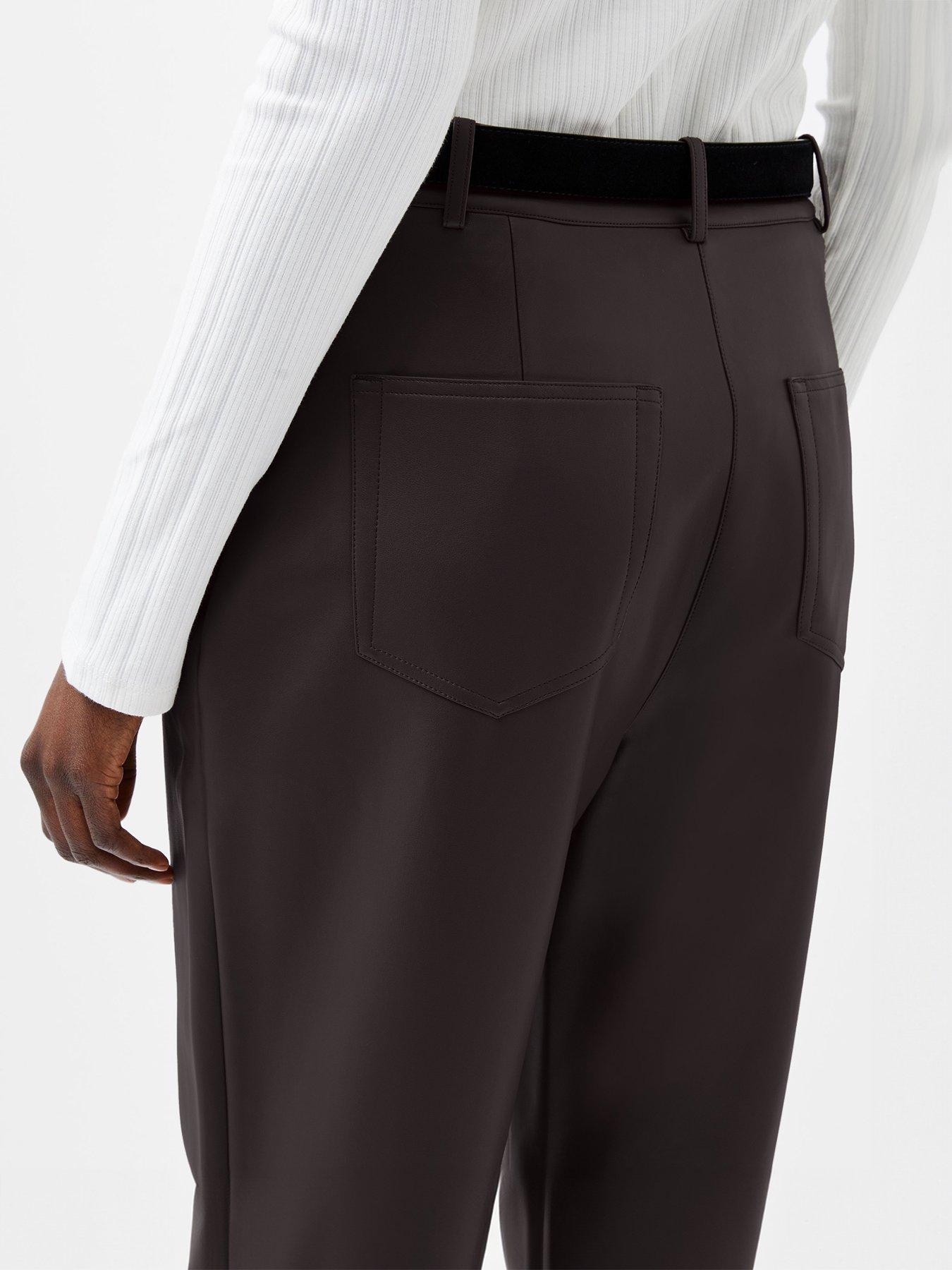 Image 3 of 4 of French Connection Pu Tapered Trousers - Brown