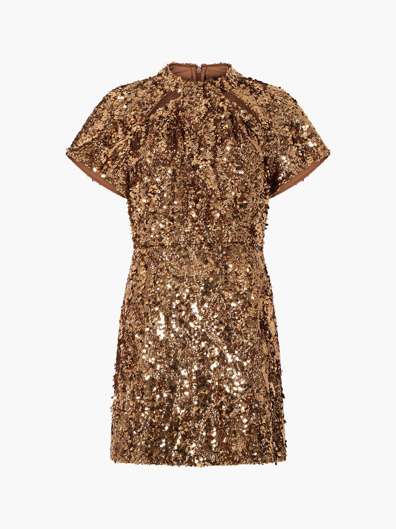 green emerald velvet dress French Connection Emille Sparkle Short Gold Dress