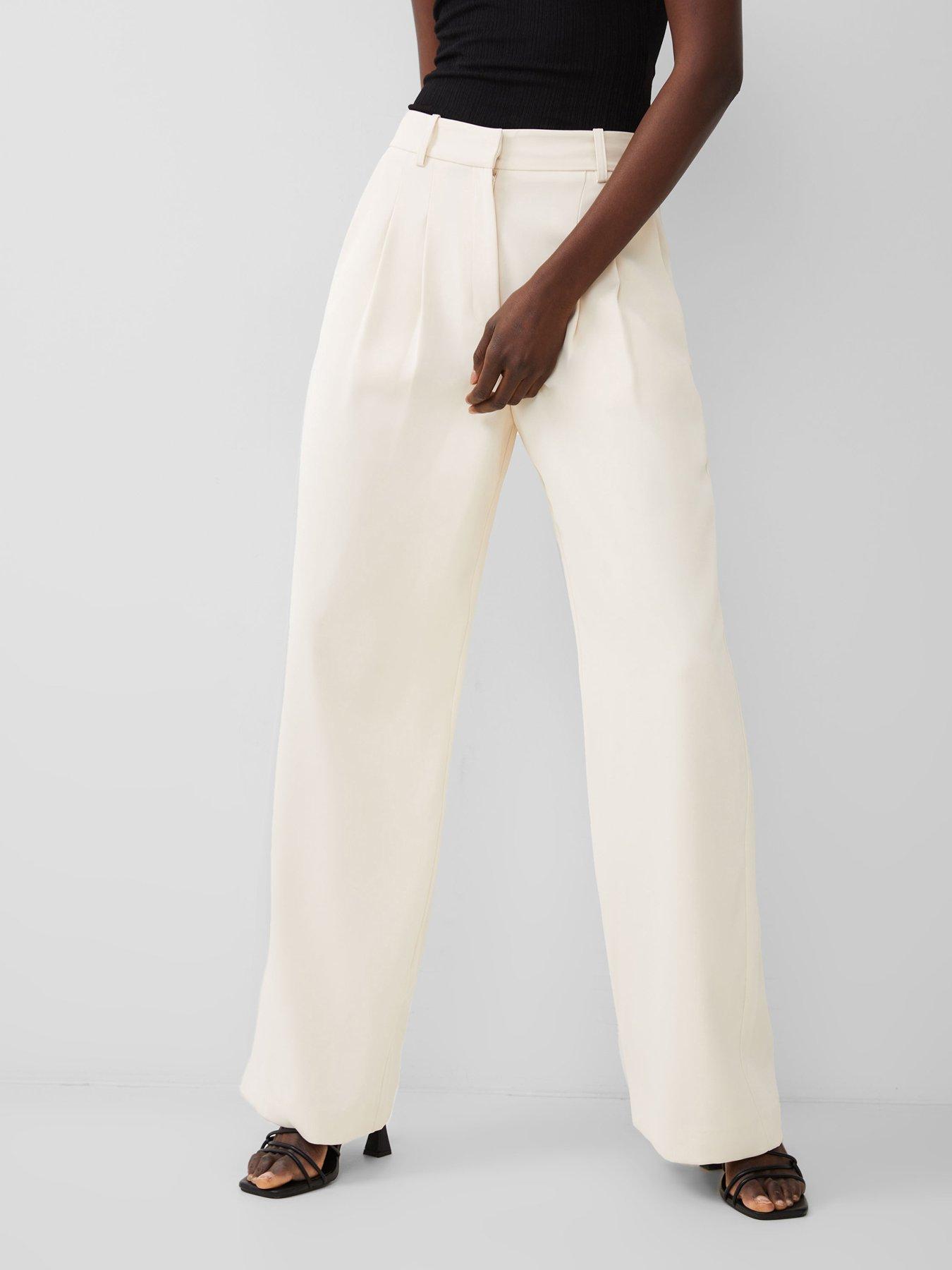 Image 1 of 6 of French Connection Suit Trousers With Concealed Pockets - Cream