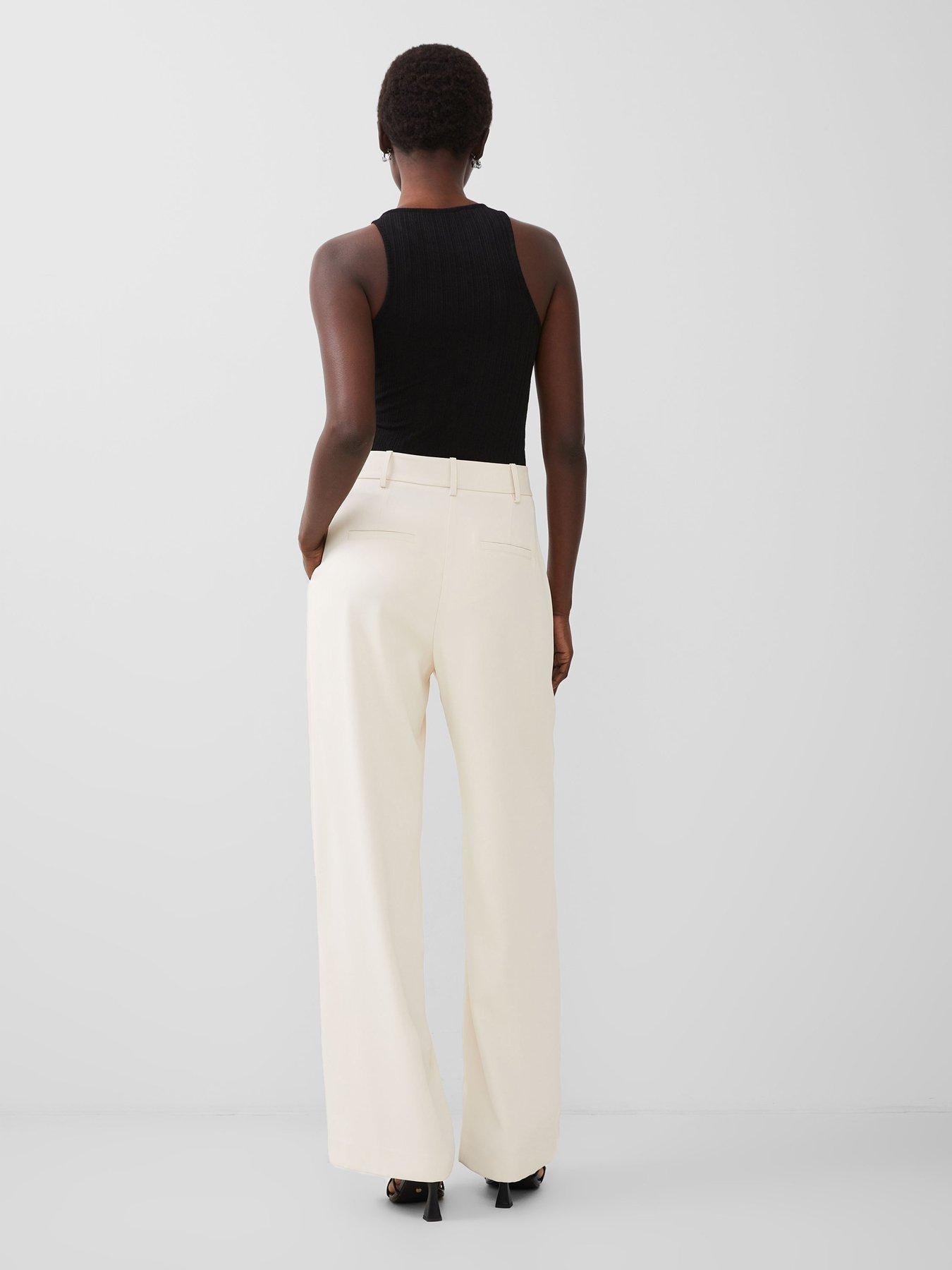 Image 2 of 6 of French Connection Suit Trousers With Concealed Pockets - Cream