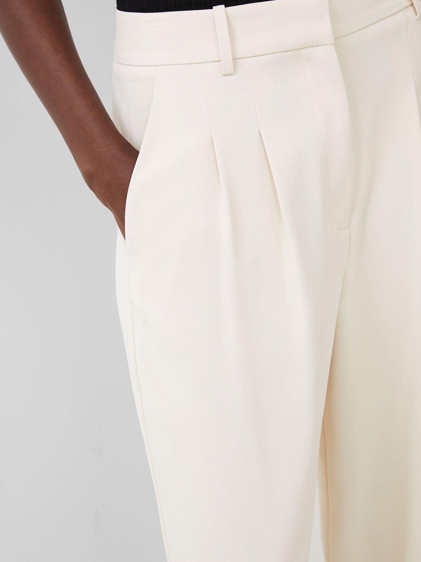 Image 4 of 6 of French Connection Suit Trousers With Concealed Pockets - Cream