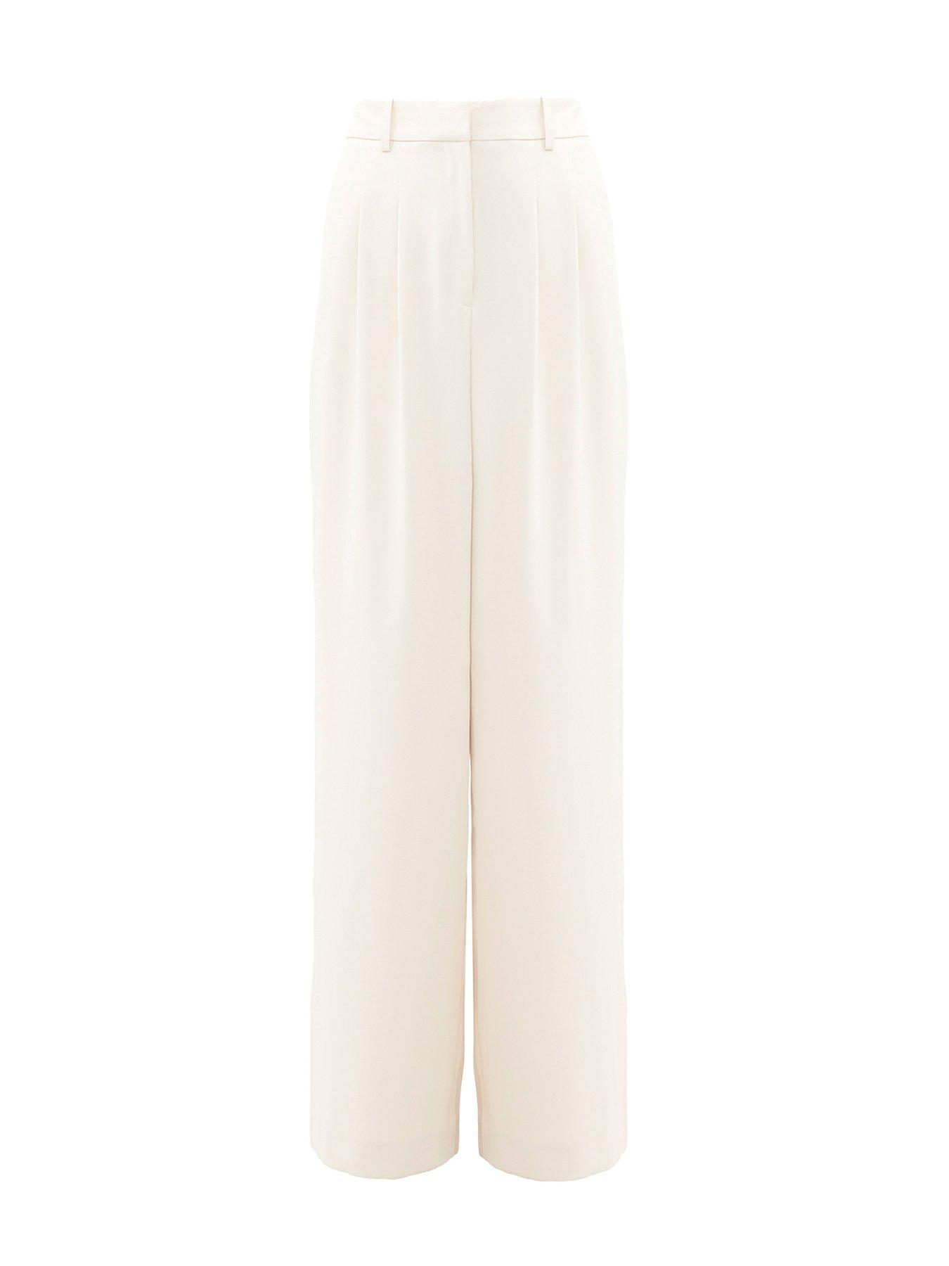 Image 6 of 6 of French Connection Suit Trousers With Concealed Pockets - Cream